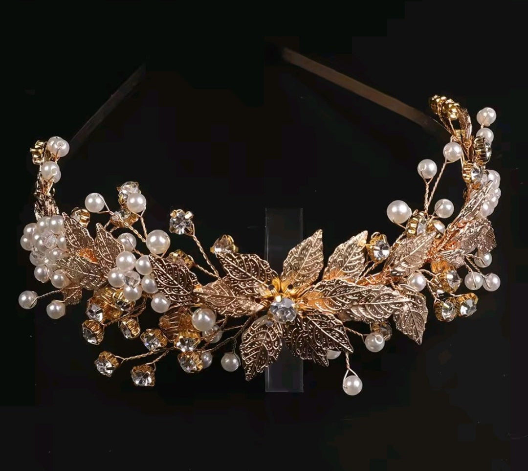 Mrs. Claus Gold Poinsettia Head Band