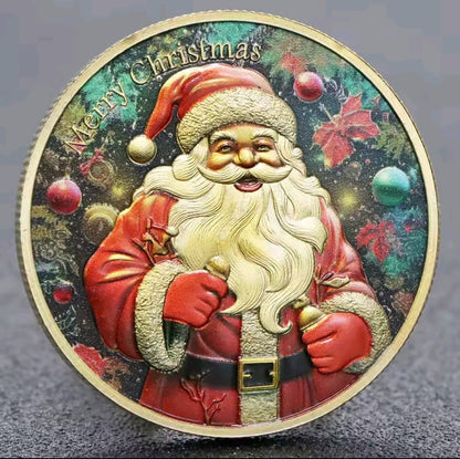 Santa’s Special Collectors Coins - Gold Reindeer w/ Gems & Santa