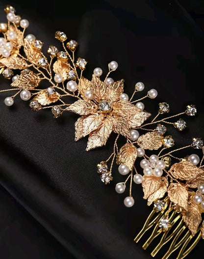 Mrs. Claus Gold Poinsettia Hair Piece