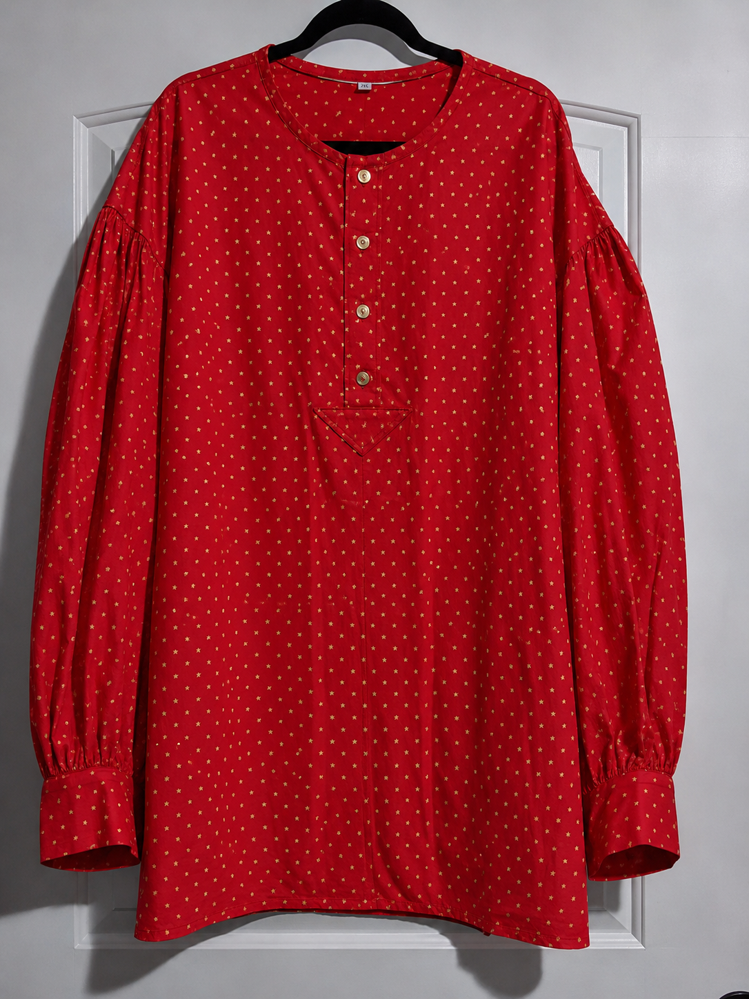 Pre Order Puffy Sleeve Shirt - Red w/ Tiny Gold Stars