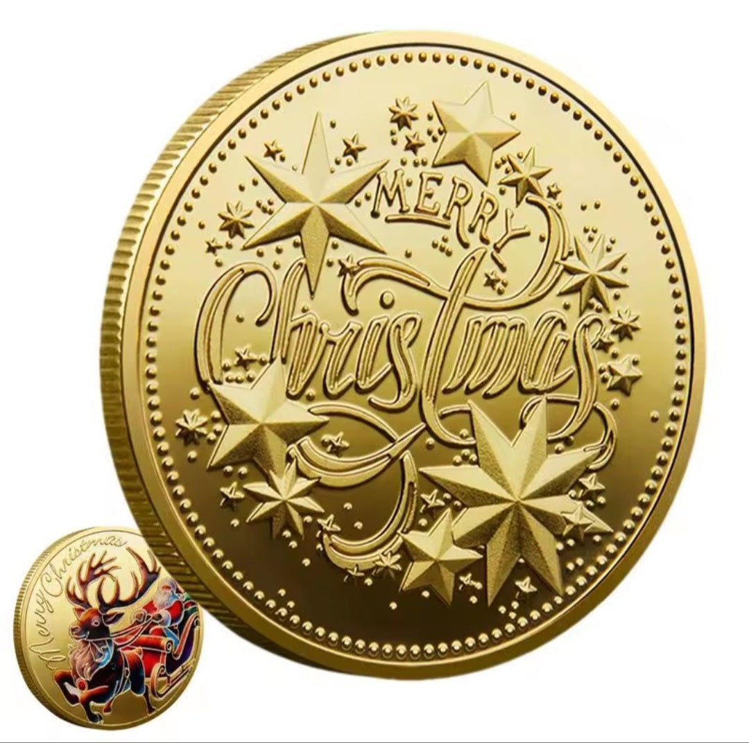 Santa’s Special Collectors Coins - Single Reindeer pulling Sleigh
