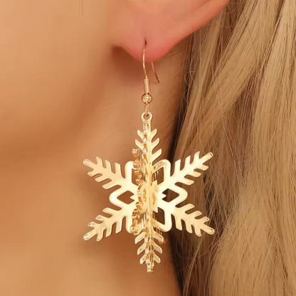 Gold Snowflake 3D Earrings