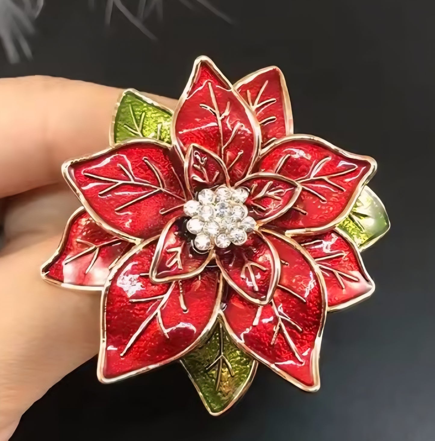 Gold Poinsettia Brooch