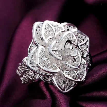 Mrs. Claus Ring - Large Silver Poinsettia