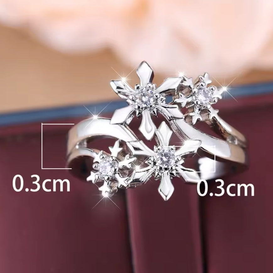 Mrs. Claus Ring - Silver Snowflakes