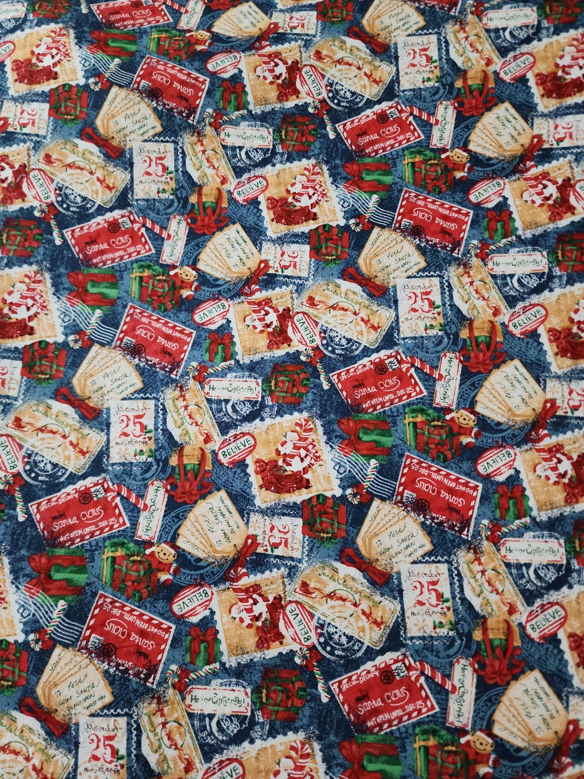 Pre Order Puffy Sleeve Shirt - Blue Christmas Stamps