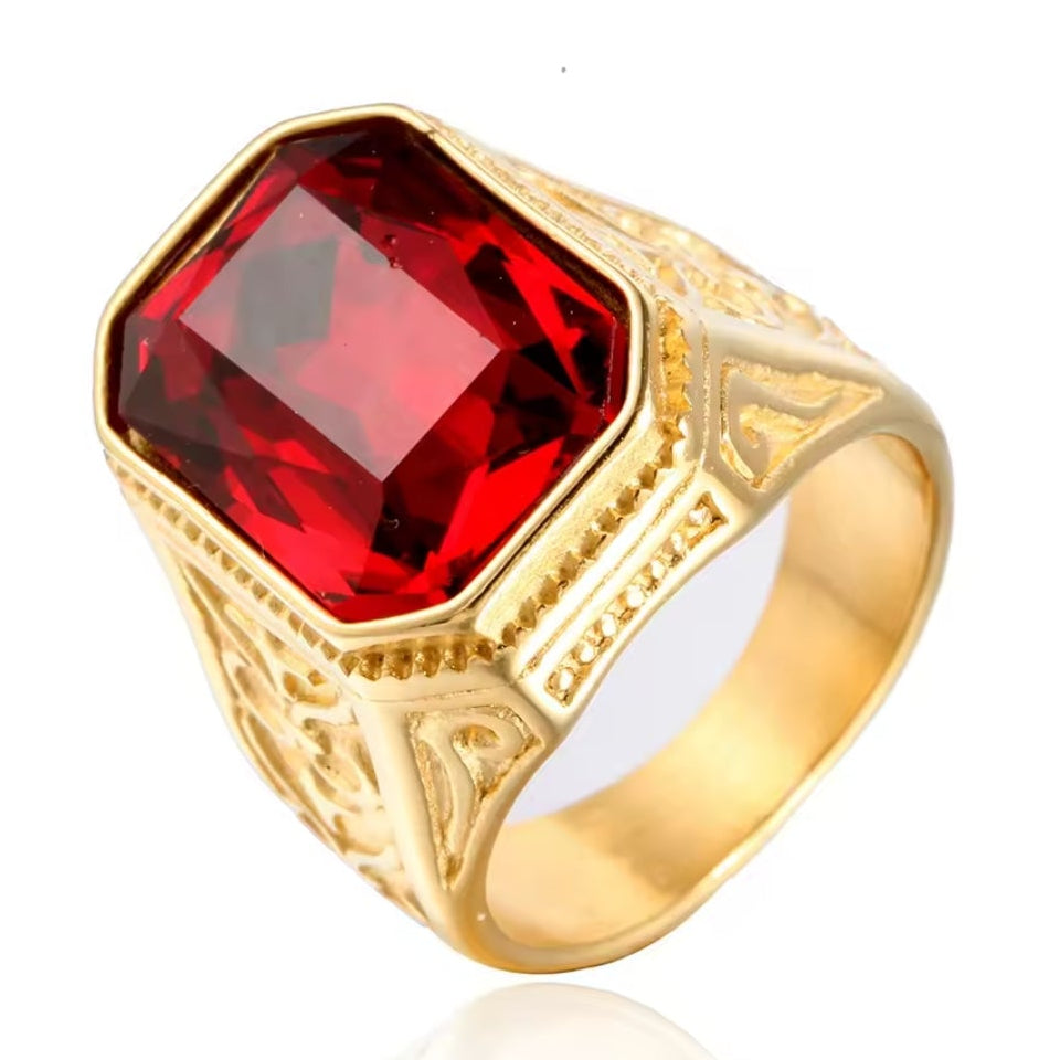 Santa Ring - Gold w/ Red Gem