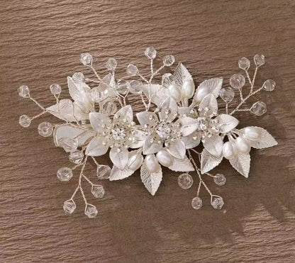 Mrs. Claus Silver Flower Hair Clip
