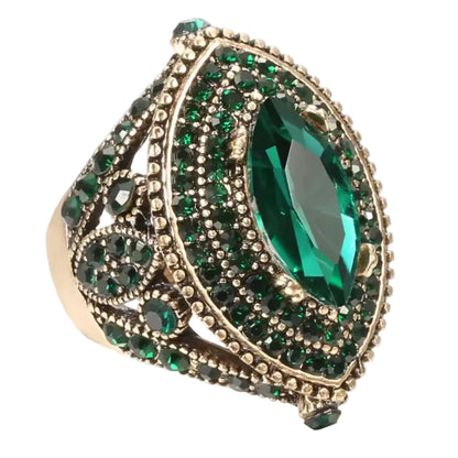 Mrs. Claus Ring - Silver w/ Green Gem