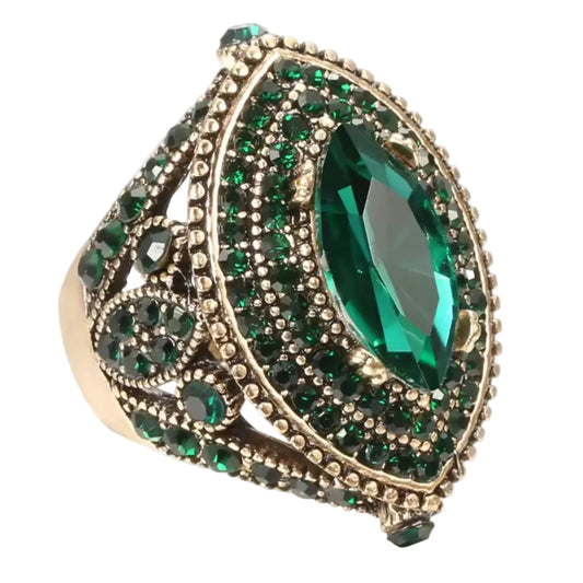 Mrs. Claus Ring - Silver w/ Green Gem
