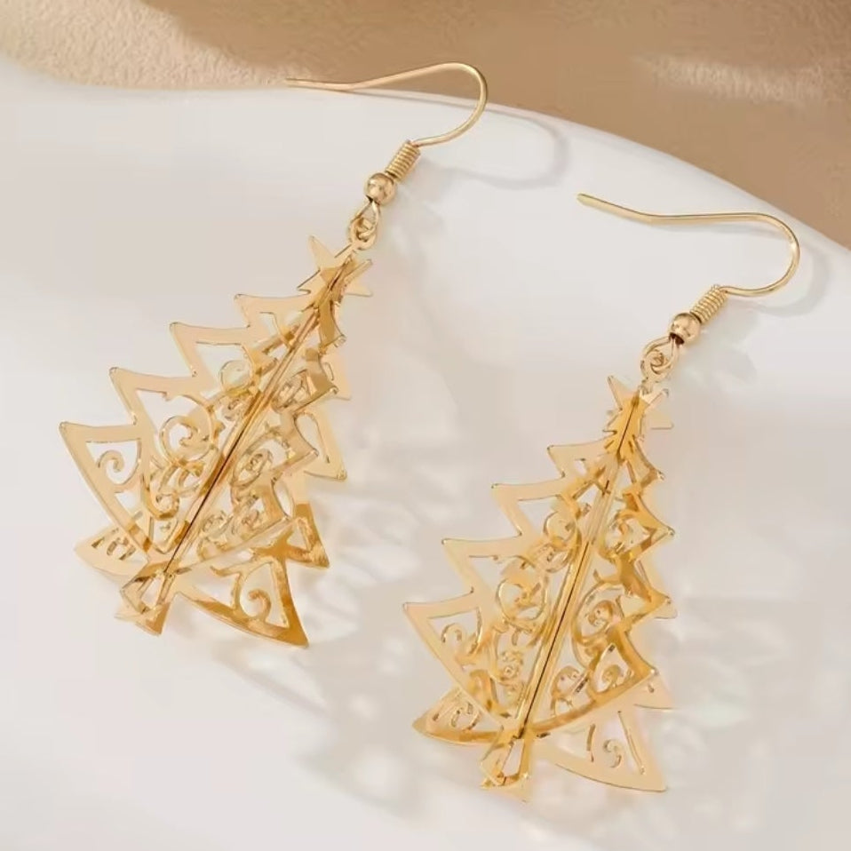 Gold Tree 3D Earrings