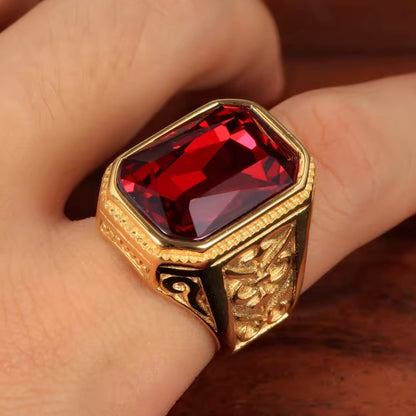 Santa Ring - Gold w/ Red Gem